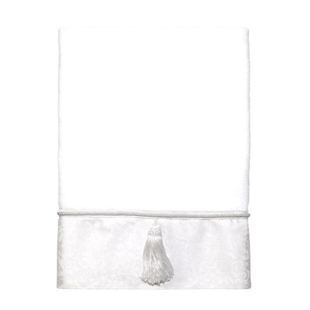 Avanti Bath Towels Manor Hill Set of 2 Bright White Tassel Braid Jacquard 27x50